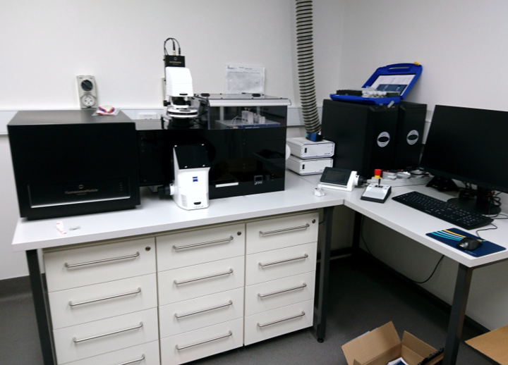 AcCellerator real-time deformability cytometry system installed and prepared for operation in a laboratory