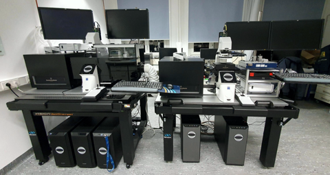 Two fully equipped RT-DC systems at the Group for cellular biophysics at the University of Greifswald